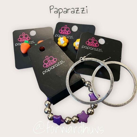 Paparazzi Lot of 4 Pieces - Earrings and Stretch Bracelet NWT - Picture 1 of 8